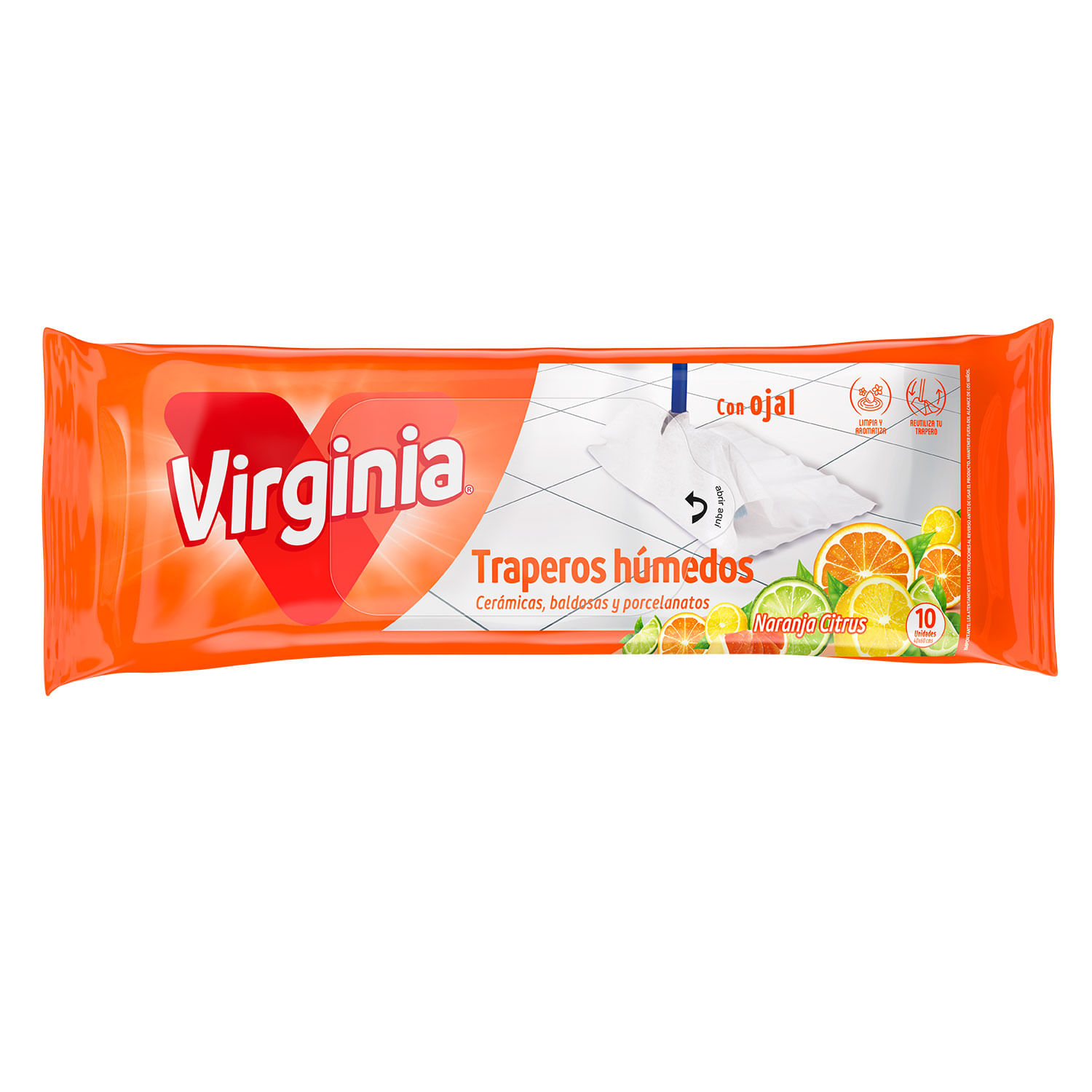 Traperos Pisos Multiuso Virginia Naranja 12X10U